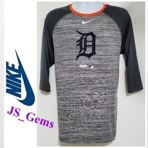 Nike Top Mens Large MLB Detroit Det. Tigers Grey Raglan Baseball